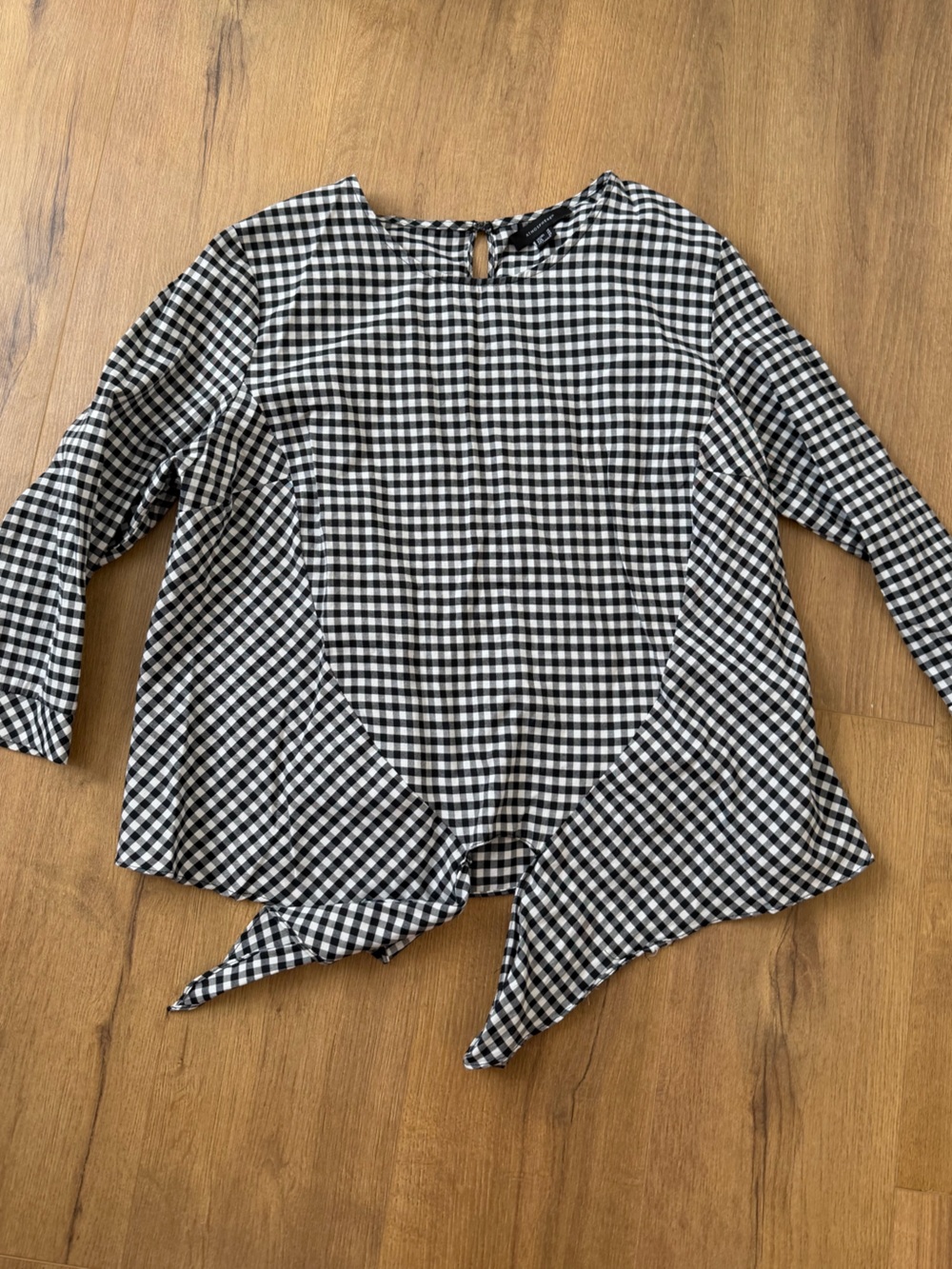 Atmosphere Black & White Gingham Tie-Front Blouse